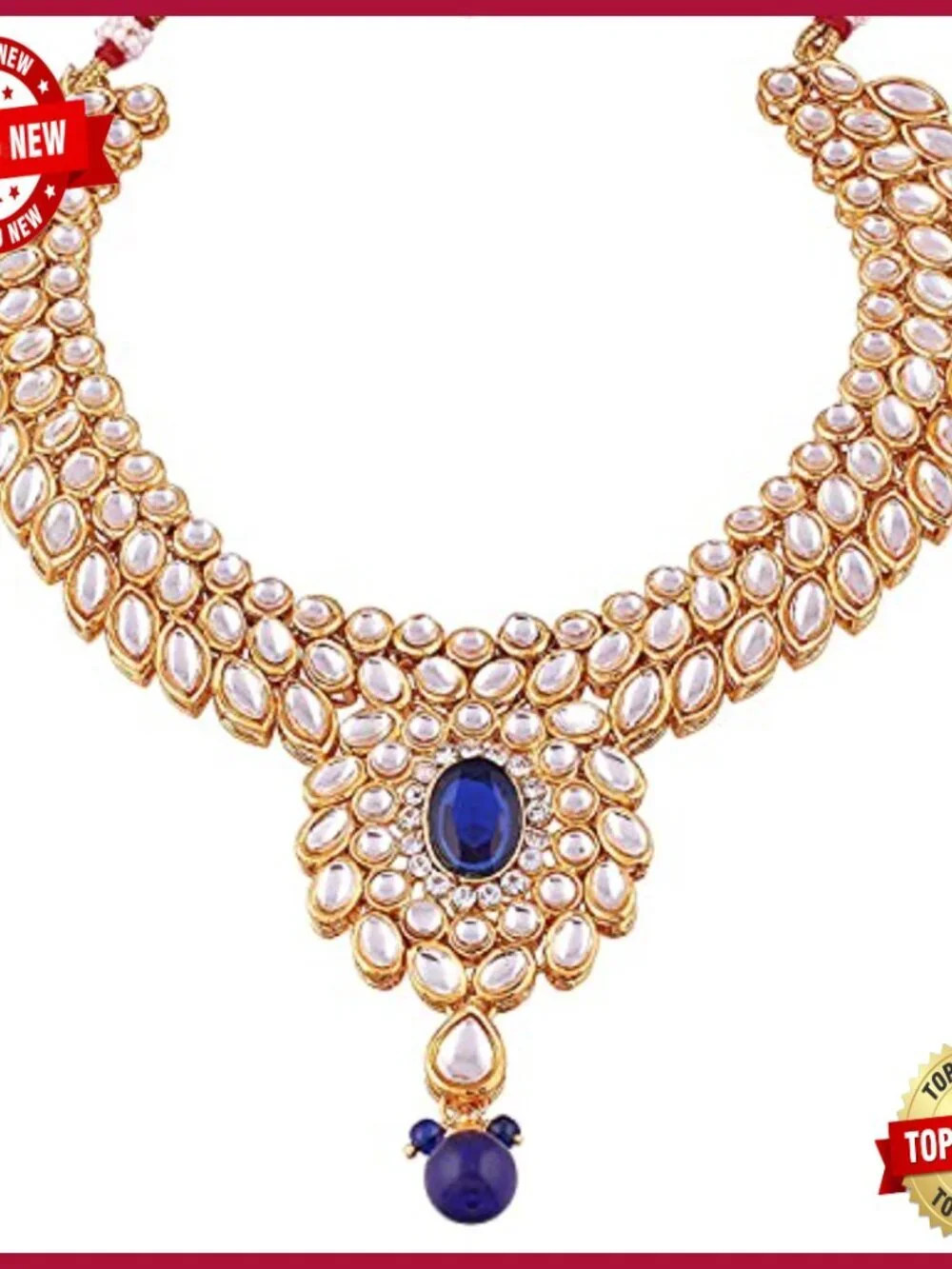 Fancy Bollywood Party Wear Necklace Set with Earrings Maang Tikka Indian Kundan